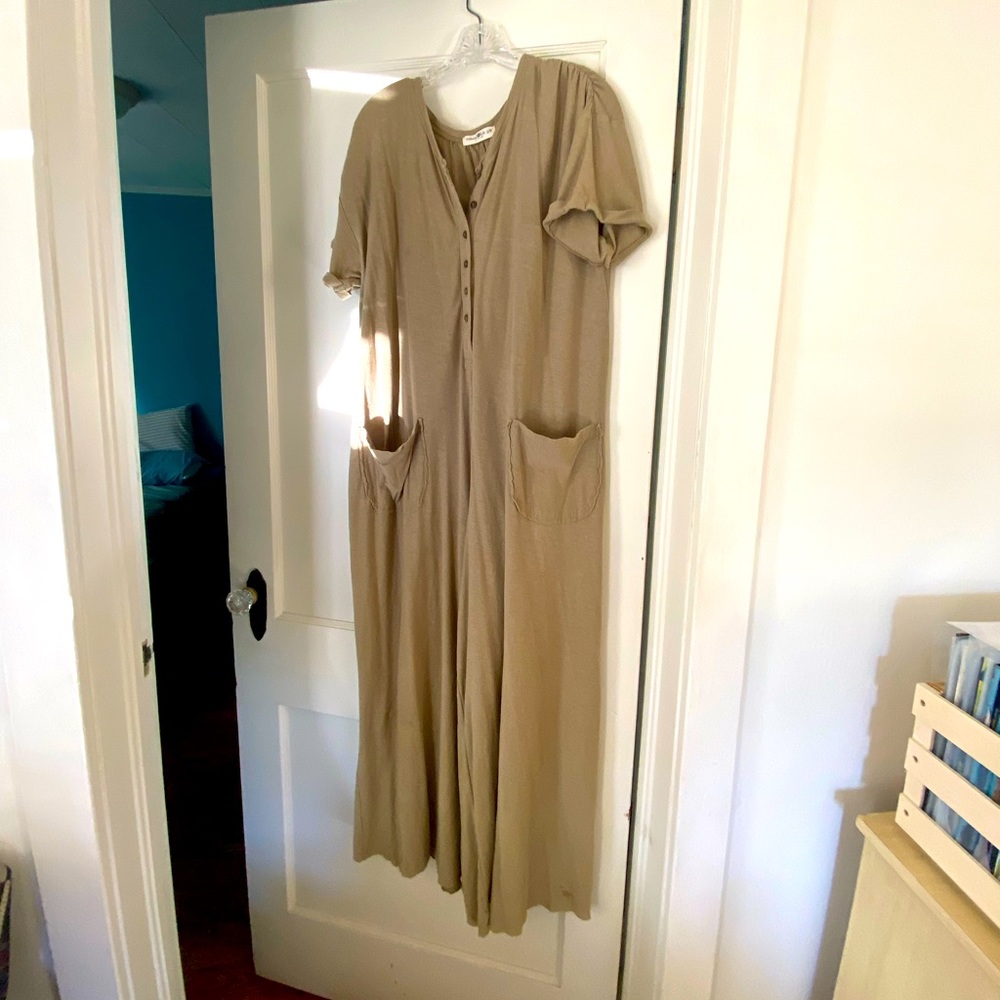 🍂 boho oversized cozy jumpsuit romper beige s/m 🍂